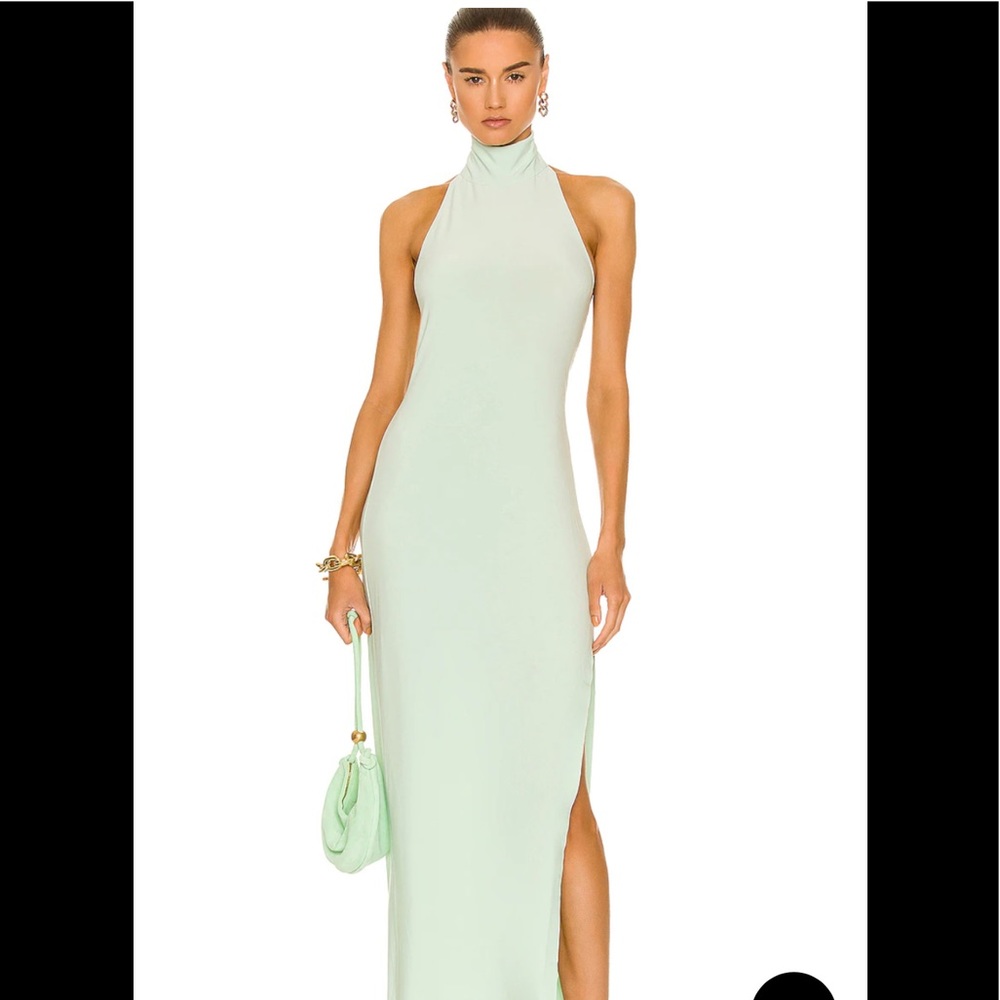 Normal kamali halter turtleneck with side slit dress